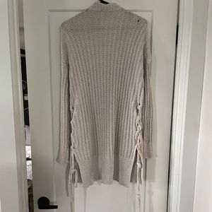 Express Cream Cardigan with Braided Ties on sides